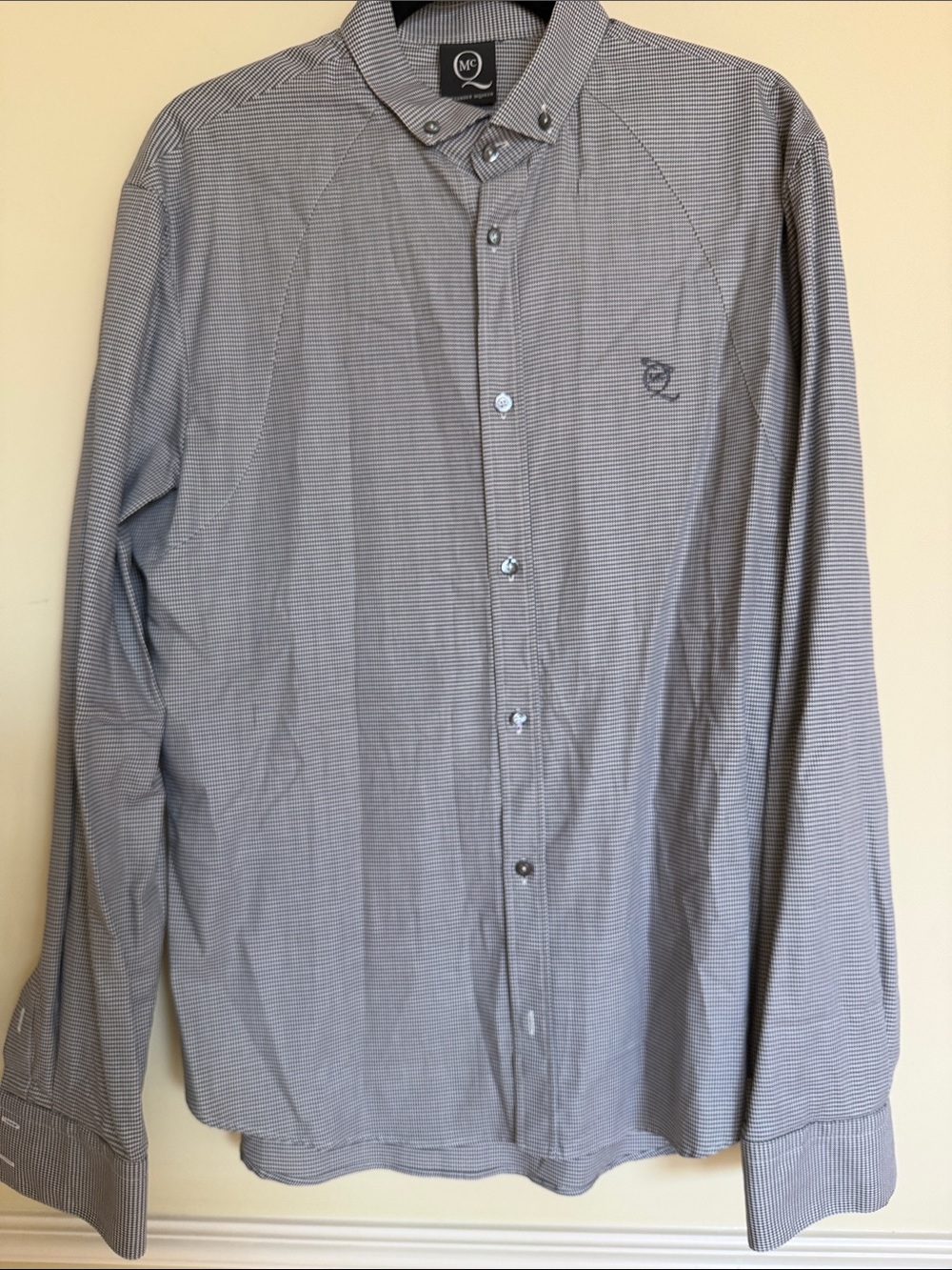 Alexander McQueen Men's Gray Micro-Check Button-Down Shirt